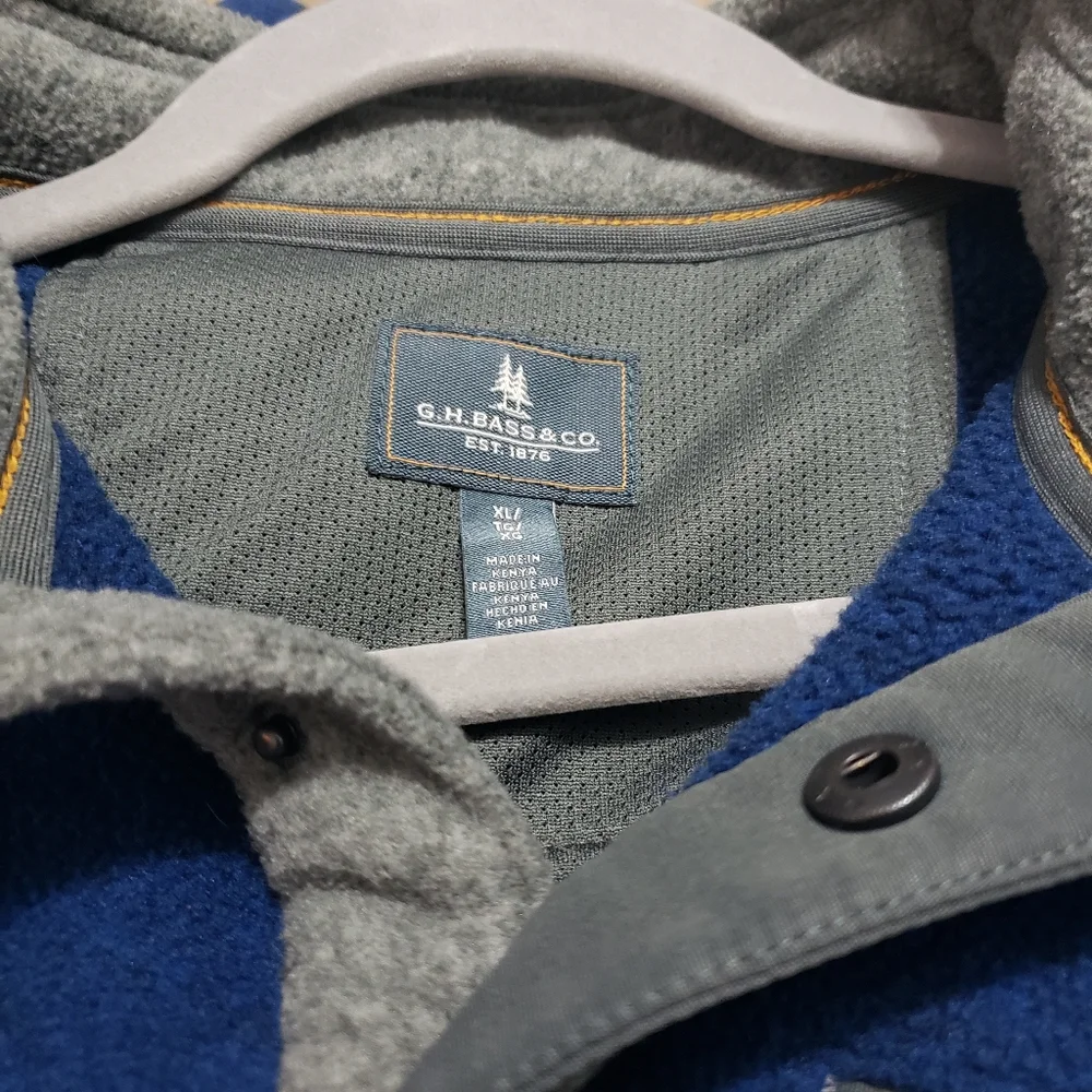 GH Bass Men's‎ Fleece Blue Quarter Snap Pull-over Size XL